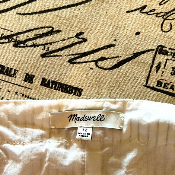 Madewell Ivory Striped Cold Shoulder Dress Size 12 - Picture 5 of 6